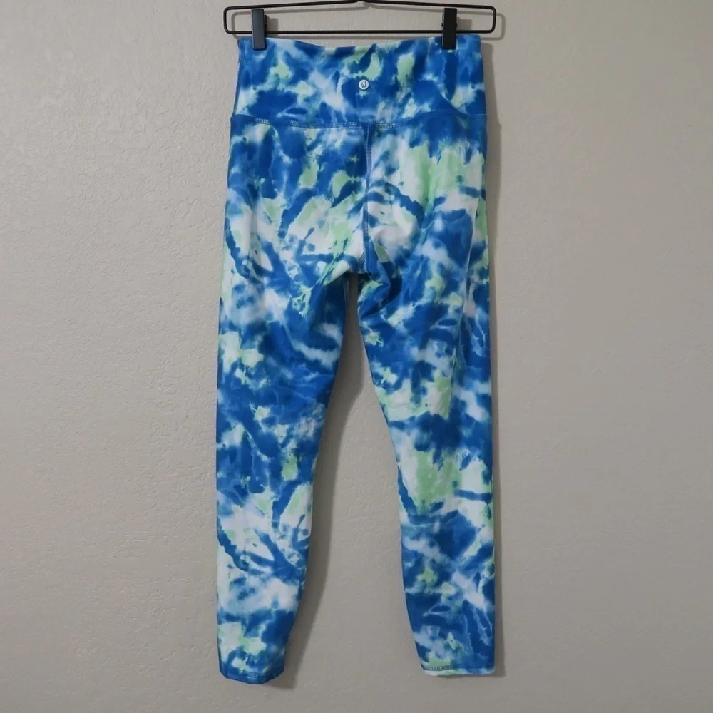 Wildfox Tie Dye Leggings Yoga‎ Workout Full Length Gym Hippie Green Blue
